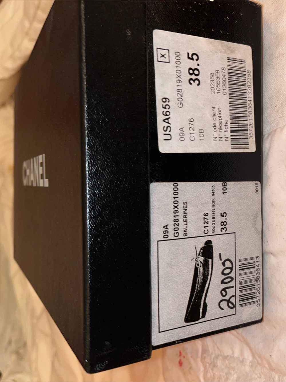 CHANEL 'Ballerines' Rouge et Noir Lambskin Flats - NEVER WORN - Size EU 38.5 - Picture 15 of 16